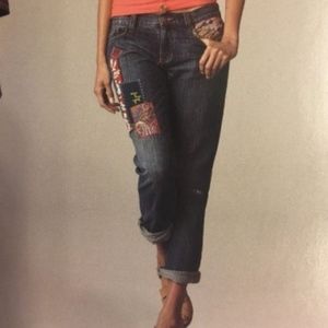 CAbi Pants Jeans Blue Denim Patchwork Boyfriend